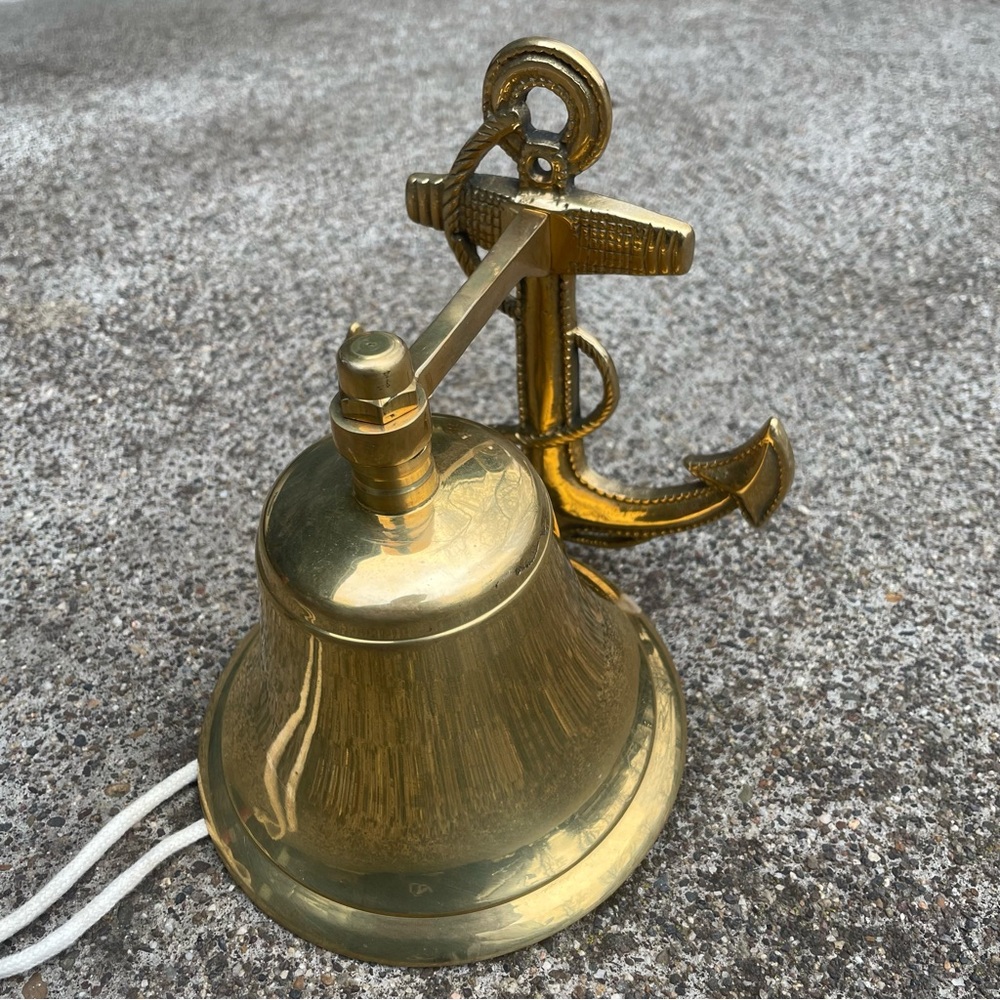 Vintage 5.5" Diameter Anchor Wall Mount Solid Brass Sailor Nautical Ship Bell